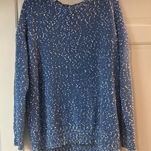ANDRÉE BY UNIT Blue and White Open-Knit Sweater